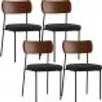 Kit 04 Cadeiras Para Sala De Jantar Melina L02 CourÃssimo Marrom Linho Chumbo - Lyam Decor