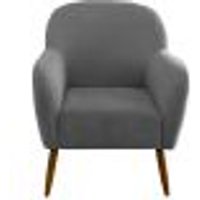 Poltrona para Sala Decorativa Pés Palito Lapazze Linho Cinza