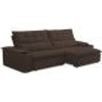Sofá Retrátil Reclinável Para Sala de Estar Living 250cm Ártico F04 Veludo Marrom - Lyam Decor