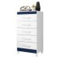 Cômoda Esmeralda 5 Gavetas Quadriflex Branco/Azul Matte - Móveis Albatroz