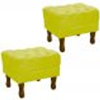 Kit 2 Puff Puf Retro Capitone 52x44cm Suede Amarelo MPassos