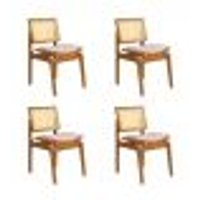 Conjunto 4 Cadeiras de Jantar Atlântida Amêndoa e Linho Off White - WP 59125