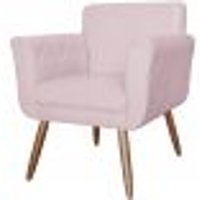 Poltrona Decorativa Isabela em Tressê Suede Rosê - DS Estofados