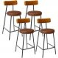 Kit 04 Banquetas Baixa Cozinha Sala Jantar Bancada Milão L02 CourÃssimo Whisky Marrom - Lyam Decor