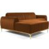Sofá 3 Lugares com Chaise Esquerdo Para Sala Molino 245 cm D02 Veludo Telha B-262 -Lyam Decor