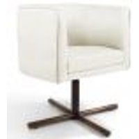 Poltrona Decorativa Giratória Base X Betina D02 Veludo Bege C-309 - Lyam Decor