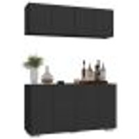 Kit Bar Armário Aéreo e Aparador 4 Portas Multimóveis MP1087 Preto/Branco