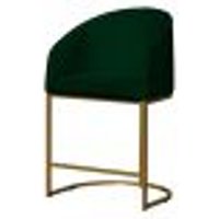Poltrona Cadeira Banqueta Mia Base Dourada Veludo Verde - Montanaris Decor