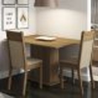 Conjunto Sala de Jantar Madesa Gabi Mesa Tampo de Madeira com 2 Cadeiras - Rustic/Crema/Pérola
