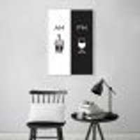 Quadro Cozinha AM PM - Café e Vinho 43x30 Filete Branco