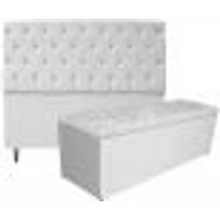 Kit Cabeceira e Calçadeira Liverpool 195 cm King Size Suede Branco - Amarena Móveis