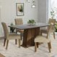 Conjunto Sala de Jantar Mesa Tampo de Madeira 4 Cadeiras Rustic/Cinza/Imperial Ashley Madesa