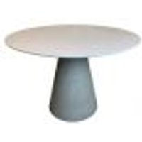 Mesa de Jantar Cone Cimento Queimado 120 cm Tampo Laqueado Branco