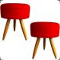 Kit 2 Puff Decorativos Para Sala, Quarto, Manicure Redondo Suede Vermelho Pé Castanho - Clique E Decore