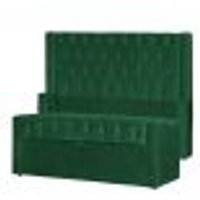 Conjunto Cabeceira e Calçadeira Baú Casal Queen Emma Veludo Verde