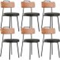 Kit 06 Cadeiras Decorativas Estofada Sala Jantar Barcelona L02 CourÃssimo Camel Linho Chumbo - Lyam