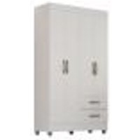 Guarda-Roupa Solteiro Grande 4 Portas 2 Gavetas e 4 Prateleiras Lisa MDP Branco