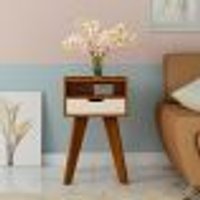 Mesa de Apoio Lateral Vip Com Gaveta e Nicho Cedro / Off White