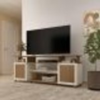 Rack para TV até 75 Polegadas 180cm com RodÃzios 2 Portas Multimóveis CR45322 Cinamomo/Off White