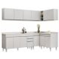 Armário de Cozinha Modulado de Canto 6 Peças CP32 Balcão com Tampo Branco - Lumil