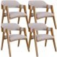 Kit 04 Cadeiras Para Sala de Jantar e Estar Living Estofada Suran L02 Linho Bege - Lyam