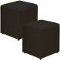 Kit 02 Puffs Quadrado L02 Decorativo Sala de Estar Suede Preto - Lyam Decor