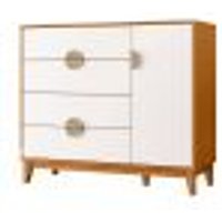 Cômoda Sapateira Ipe Quarto com 4 Gavetas e 1 Porta Cinamomo/Branco