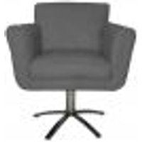 Poltrona Decorativa Isabela em Tressê Pés Metal Giratório Suede Cinza - DS Estofados