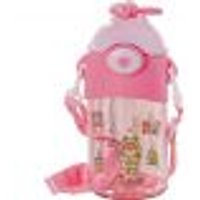 Copo Infantil Hélice Garrafa com Tampa e Canudo 700ml Rosa