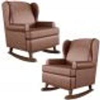 Kit 2 Poltronas De Amamentação Com Balanço Malu Base De Madeira P02 CourÃssimo Marrom - Lyam Decor