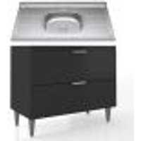 Balcão de Cozinha Com Pia Inox 100cm Pérola Z34 Preto - Mpozenato