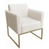 Poltrona Decorativa Base Industrial Dourada Maressa S03 Suede Bege - Ibiza