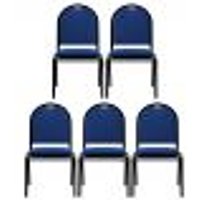 Kit 5 Cadeiras Hoteleiras Auditório Empilhável Linho M23 Azul - Mpozenato