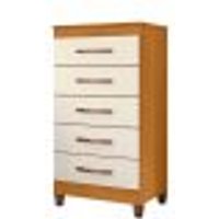 Cômoda Quarto Esmeralda com 5 Gavetas Cinamomo/Off White