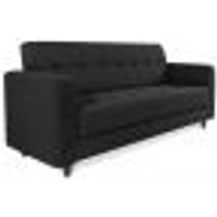 Sofá 03 Lugares Arezzo Suede Preto Pés Chanfrado Tabaco - D'Rossi