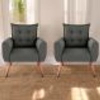 Jogo de Poltronas Decorativas Emma Suede Cinza
