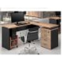 Mesa p/ Escritório em L Web30 1,35m 4 Gavetas - Calvi/Preto