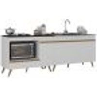 Kit Balcão Cozinha para Cooktop/Forno 105cm e Gabinete Pia 120cm Veneza Multimóveis MP2290 Branco/Dourado