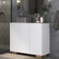 Gabinete Banheiro 3 Portas 90cm Multimóveis MP5031 Branco/Natural
