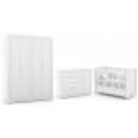 Dormitório Tutto New 4 Portas, Cômoda 1 Porta, Berço Branco Soft - Matic Móveis