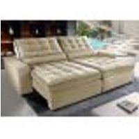 Sofá Retrátil e Reclinável com Molas Ensacadas Cama inBox Gold 3,12m Tecido Suede Velusoft Bege