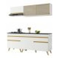 Armário de Cozinha Compacta 190cm Veneza Multimóveis V3707 Branco/Dourado
