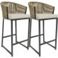 Kit 02 Banqueta Para Área Gourmet Cozinha Varanda Corda Náutica Sunset D04 Bege - Lyam Decor