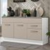 Balcão Gabinete de Pia Cozinha 150 cm 2 Gavetas 2 Portas (Com Tampo) Branco/Crema Agata Madesa