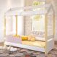 Cama de Solteiro Poppy Branco/Rosê com LED e Colchão