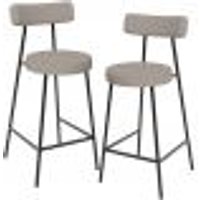 Kit 02 Banquetas Baixa Para Cozinha Sala De Jantar Bancada Milão L02 Linho Bege - Lyam Decor