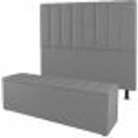 Kit Cabeceira e Baú Cama Box Solteiro Cora 90cm Suede Cinza Claro - Desk Design