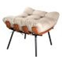Puff Costela Base Fixa - Linho Bege