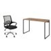 Conjunto de Mesa Studio Carvalho 120 cm com Cadeira de Escritório Secretária Giratória Javix Preta