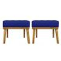 Puff Decorativo Retangular Para Sala Quarto Penteadeira Firenze Corino Azul Royal